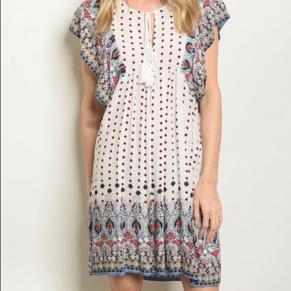 🍑2/$35 or 3/$50🍑 Off White Wine Mini Dress - Picture 2 of 5